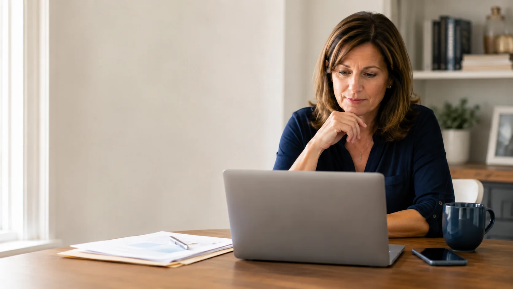 A person researching property information on a laptop