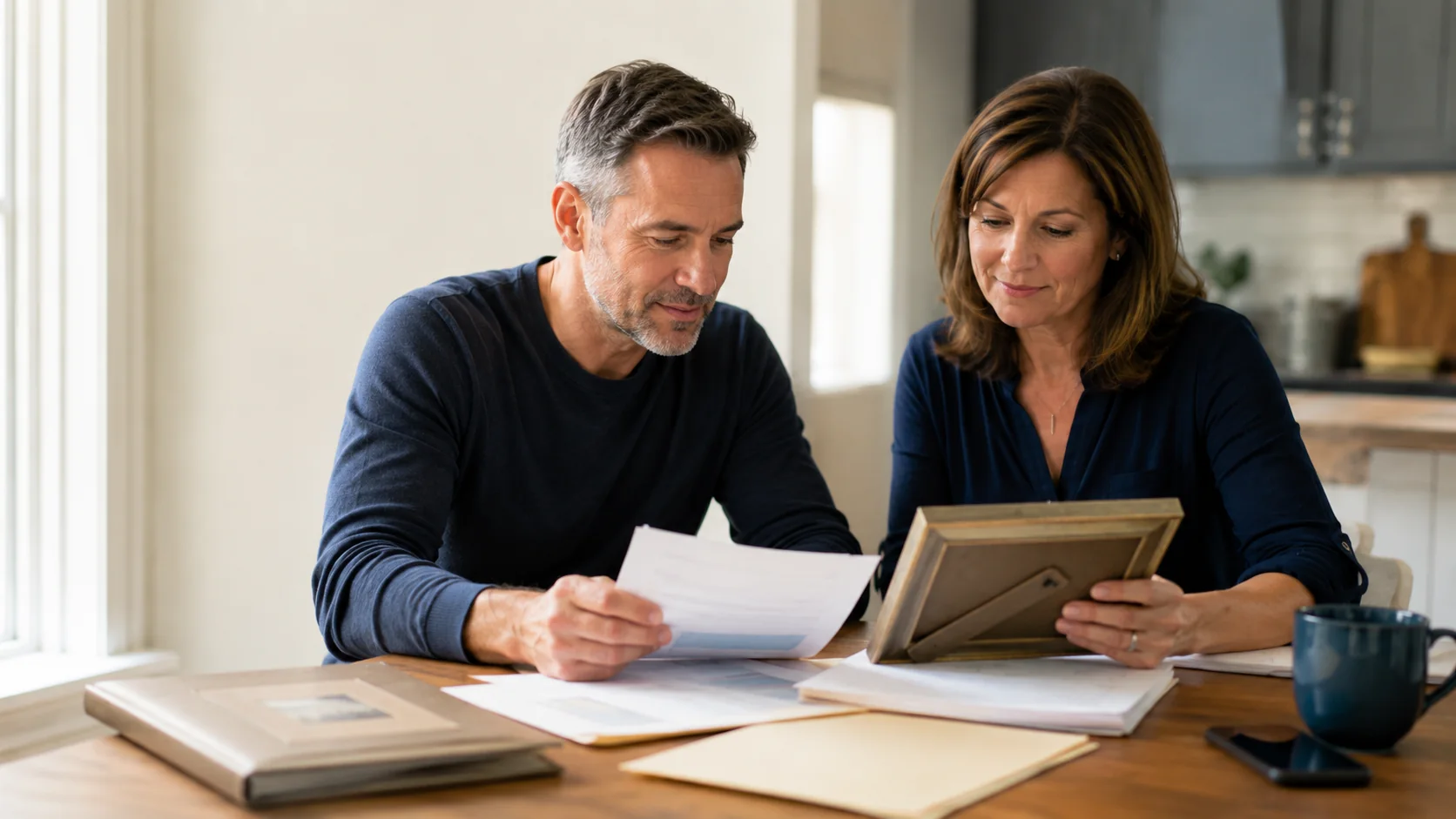 Family members reviewing inherited property documents